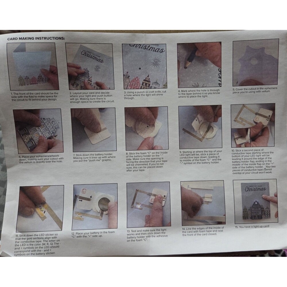Light Up Holiday Card Kit By Chibitronics & WRM Makes 10 Cards W/stamps Ephemera - Picture 6 of 6